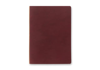 A5 red-brown leather binder cover with smooth front panel