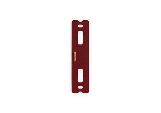 Red-brown leather binder closure band with two oval cutouts