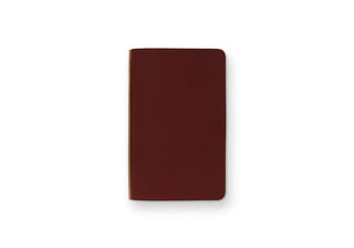 Red-brown mini-5 leather binder cover with smooth finish, front view