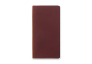 Narrow leather binder with smooth red-brown front cover
