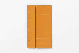 Orange mini-5 size project manager notebook insert with three-hole strip and lines