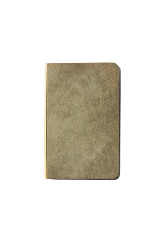 Green leather mini 5-ring binder with textured cover, closed and upright