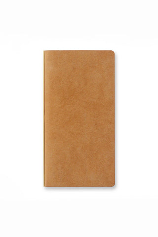 Beige leather narrow 6-ring binder with smooth cover and stitched edges