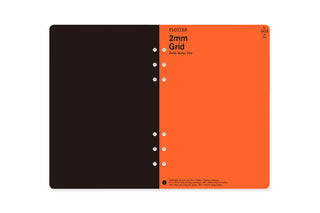 PLOTTER 2mm grid memo pad refill cover, black and orange split design