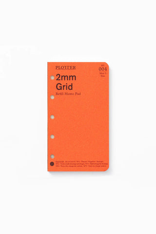 PLOTTER 2mm grid refill memo pad, Mini-5 size, orange cover with punched holes