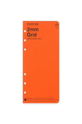 Orange refill memo pad with 2mm grid, narrow line layout