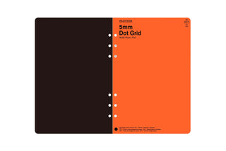 A5 5mm dot grid memo pad refill with black and orange covers joined along the spine