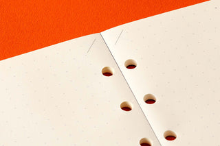 5mm dot grid memo pad pages with punched holes and red grid spacing dots