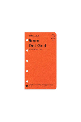 PLOTTER memo pad refill, 5mm dot grid, Mini-5 size, orange pack with punched design