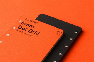PLOTTER 5mm dot grid refill memo pad covers: orange and black with hole punches