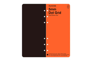 5mm dot grid memo pad refill, black cover with orange panel and white dot layout