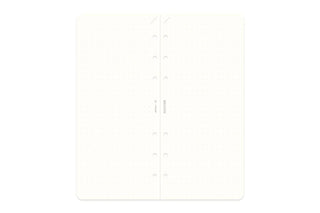 5mm dot grid memo pad refill, open white pages with dot pattern and center spine