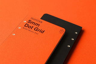 PLOTTER 5mm dot grid memo pad refill, orange cover with black back and hole marks