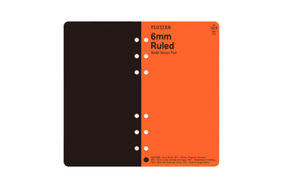 PLOTTER memo pad refill with black cover and orange back, 6mm ruled layout