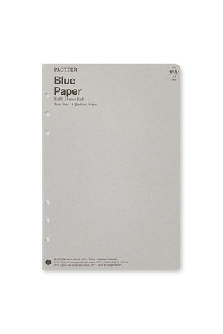 PLOTTER refill memo pad blue paper, A5, 2mm grid quadrant graph