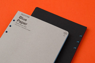 PLOTTER refill memo pad, blue quadrant graph paper with A5 label and punched holes