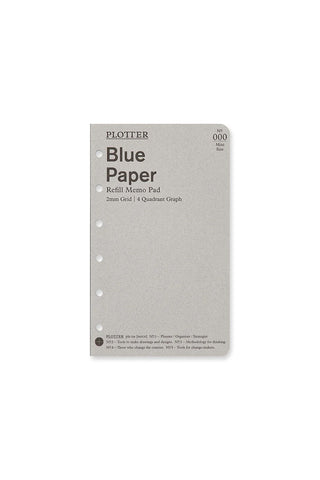 PLOTTER Blue Paper refill memo pad, 2mm grid, quadrant, 000 punched pages