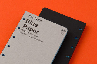 PLOTTER Blue Paper refill memo pad pages with black backing and punched holes