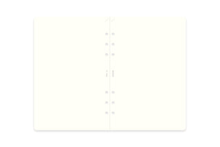PLOTTER A5 plain memo pad refill, open white pages with center divider and punched holes.
