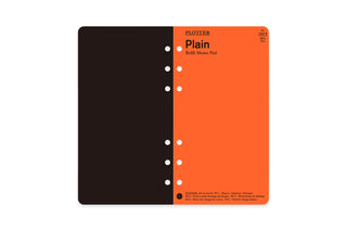 PLOTTER Plain refill memo pad with black-and-orange cover, back open