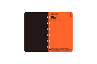 PLOTTER plain refill memo pad, mini size, black-and-orange cover with hole pattern