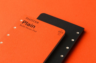 Stacked PLOTTER plain memo pads, mini size, black cover with white dot holes