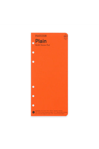 Orange Plain refill memo pad with dot binding holes, narrow size