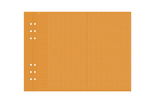 Close-up of orange A5 planner page layout with punched ring holes on the left