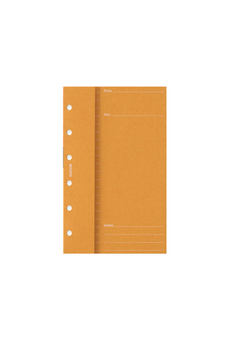 Orange Project Manager mini refill pages with punched dots and printed sections