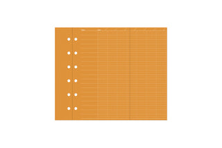 Orange project planning insert with dotted index on left and grid lines