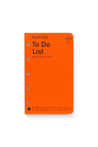 PLOTTER To Do List refill memo pad, mini 5 size, orange cover