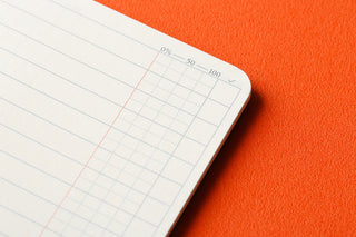 Rounded corner narrow memo page with grid lines and printed scale markings