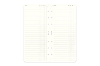 Narrow To Do List refill memo pages, open view with grid lines and punched holes