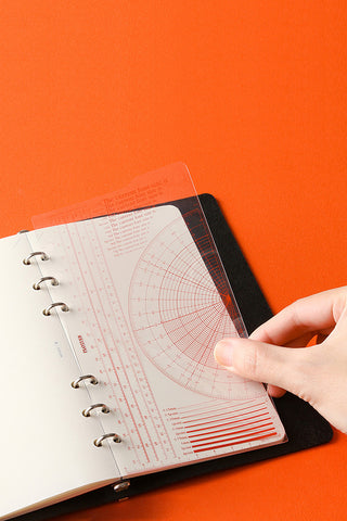 Bible-size ruler pad template in spiral notebook with printed measuring scales