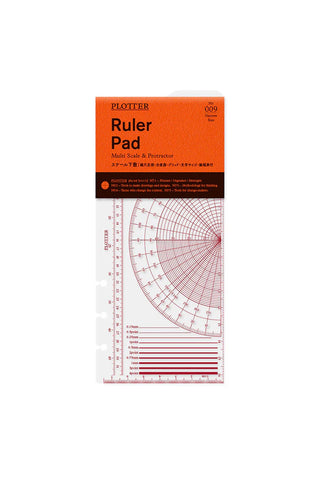 PLOTTER narrow ruler pad with printed measuring curves and grid charts