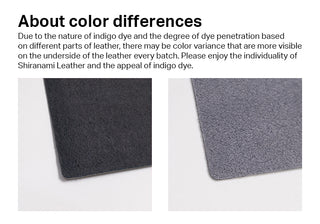Two textured blue-gray leather swatches showing color variation