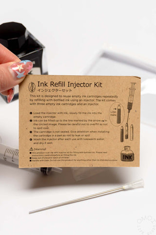 POINT ink refill injector kit instruction card with syringe and needle tool