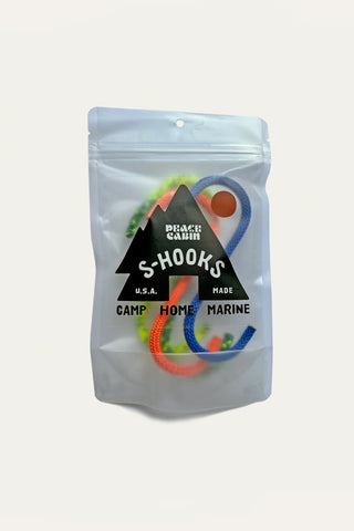 Utility S-hooks in mixed bright colors, 4-pack shown in clear pouch