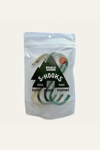Peace Cabin utility S-hooks 4-pack in mixed neutrals, shown in retail pouch