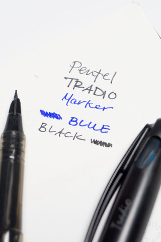 Pentel Tradio marker pair showing blue and black chisel tips