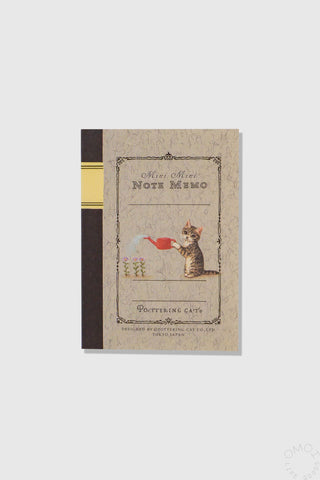 Pottering cat mini note memo with printed cat illustration and lined writing area