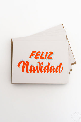 Feliz Navidad sign painter card box set with 'FELIZ Navidad' front card, red lettering