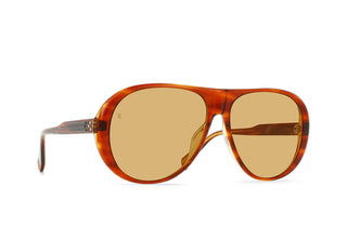 Amber tortoise sunglasses front view with tan mirrored lenses