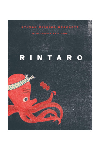 Rintaro cookbook cover with dark background and red octopus illustration