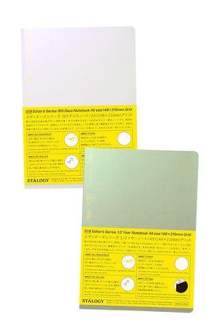 STÁLOGY A5 grid editor's notebooks in white and green