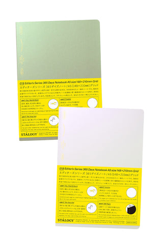 Aurora green and aurora white A5 grid notebook covers