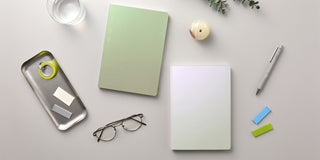 Aurora Green notebook with smooth green cover, top view