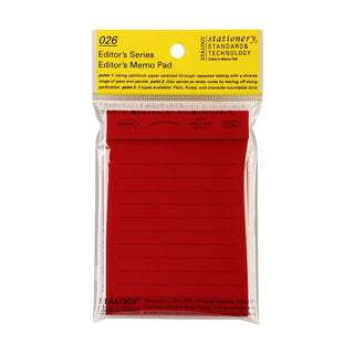 STÁLOGY 026 lined memo pad in red, packaged in clear plastic