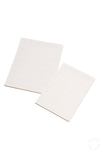 Beige weekly calendar sticker sheets with lined layout, two pieces