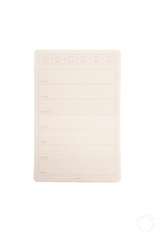 Beige weekly calendar sticker sheet with weekly grid and date fields
